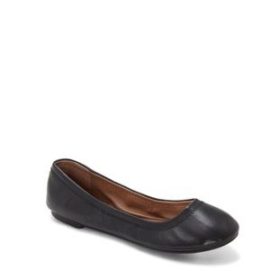 Lucky Brand Emmie Ballet Leather Flats Color Black in size 7.5